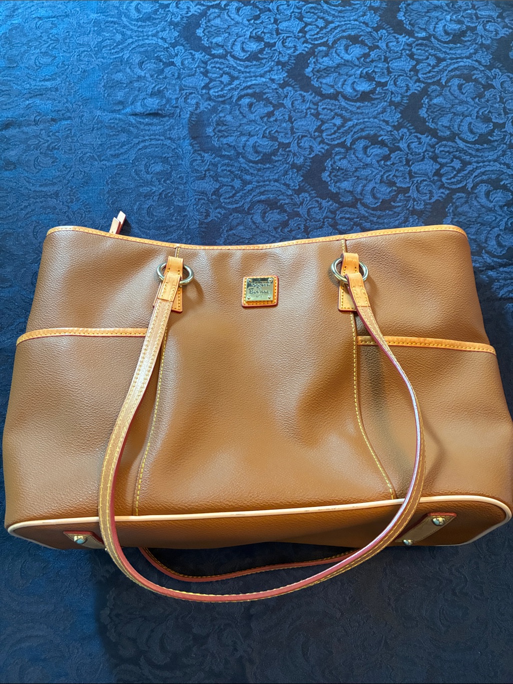 Dooney & Bourke Caramel Leather Tote With Tan Trim